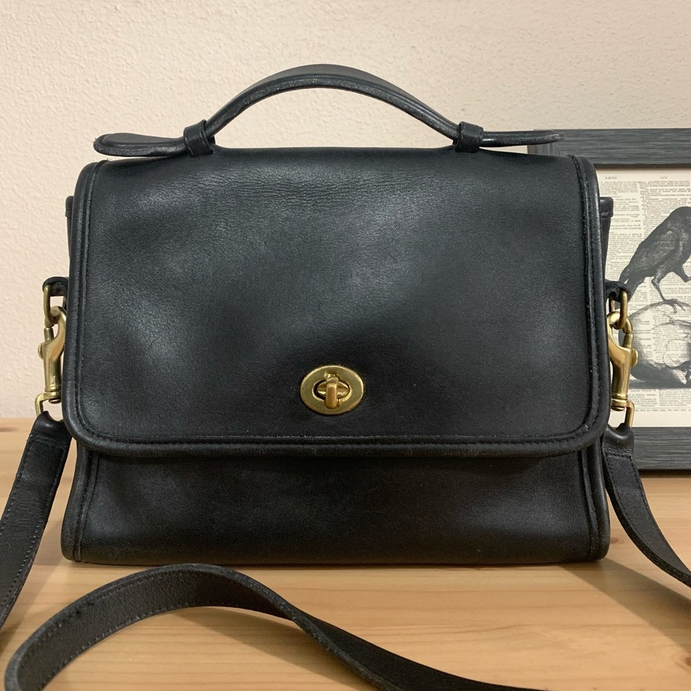 Vintage Coach Court 9870 Leather Handbag - Black
